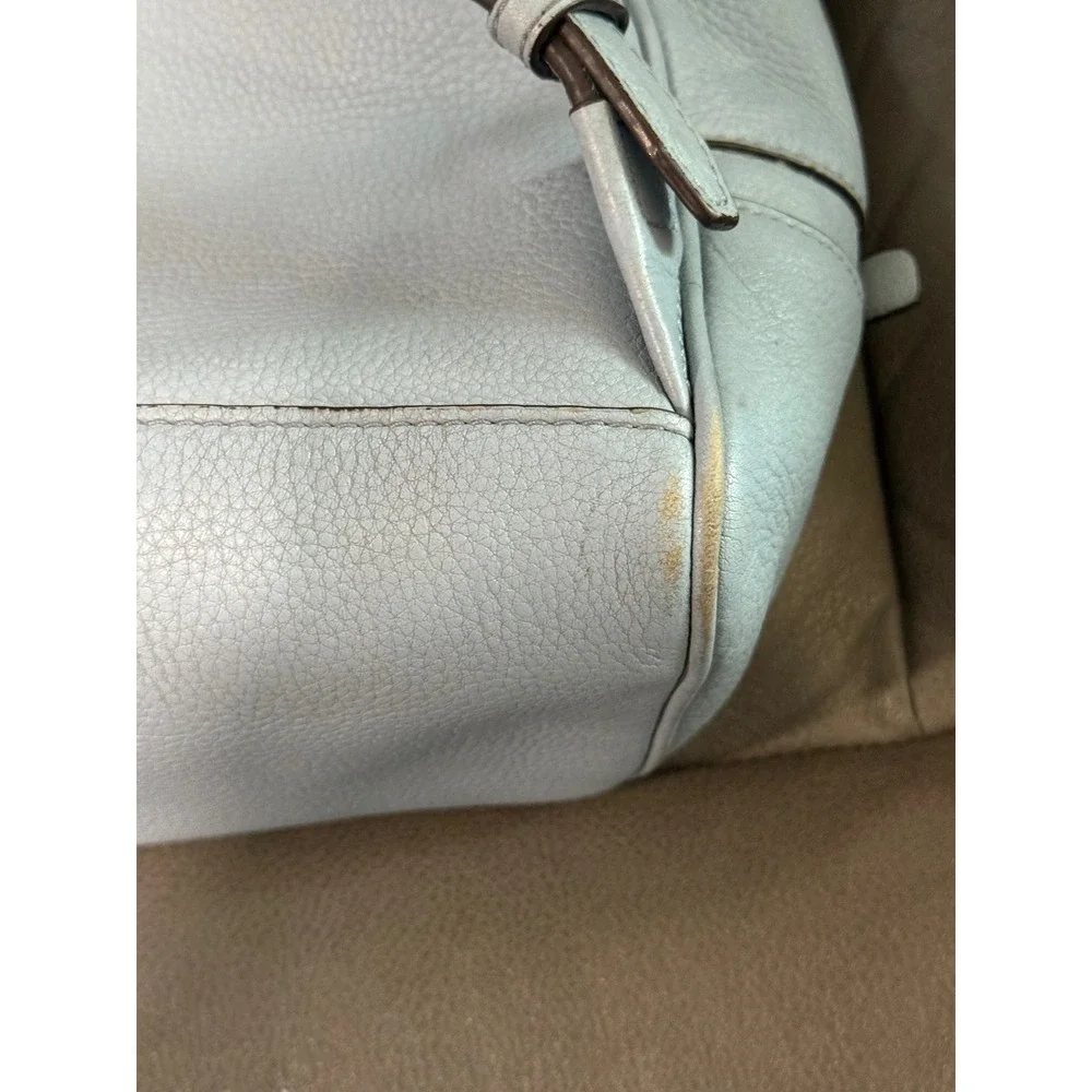 Michael Kors Pale Blue Leather Backpack Double Zip Front‎ Pocket